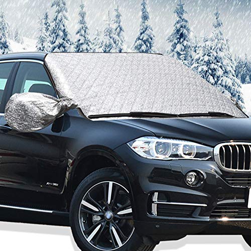 Big Hippo Windshield Snow Cover with Side Mirror Cover - Thickened Car Snow Cover Windshield Frost Snow Ice Cover Sun Shade Protector Fits Most SUVs RVs Trunks (62.2"X 42.5") - Thumbnail 7