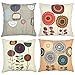 NYKKOLA Soild Linen Abstract Sunflower Throw Pillow Covers Set of 4, Decorative Pillowcase Cushion Cover for Sofa Bedroom Car 18 x 18 Inch 45 x 45 cm (Style 01)