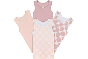 Buyless Fashion Girls Tagless Cami Scoop Neck Pink Polka Dot Undershirts Cotton Tank (4 Pack)