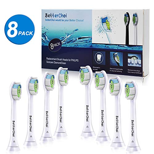 Compatible Philips Sonicare DiamondClean Replacement Toothbrush Heads, Brush Heads for Sonicare Electric Toothbrush,White 8 Count.Diamond-Shaped bristles.Premium Quality with Affordable Price. - Thumbnail 3