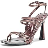 DKNY Women's Cyril Evening Double Belt Strap Heeled Pump Sandal, Antique Rose, 6