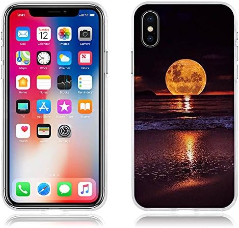 iPhone X Case FUBAODA Luxury Moonlight Drawing Design [Impact Resistant][Shockproof][Slim Thin] Light Soft Rubber Gel TPU Silicone Protective Case Shell for iPhone X (5.8")