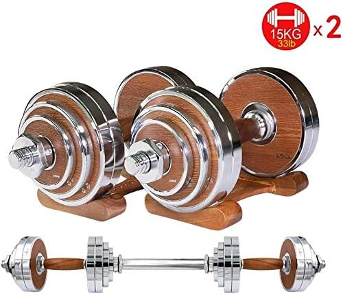 Suge Adjustable Dumbbells Set Large Dumb Bells with Connector Composition Barbell Wooden Handle for Gym Home Dumbbell