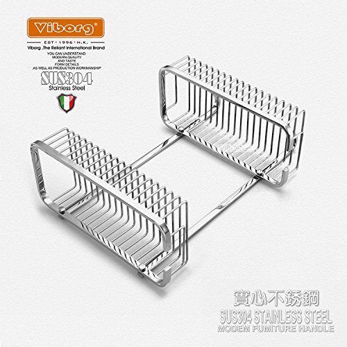 VIBORG Deluxe Solid Thick SUS304 Stainless Steel Wire Wall Mount Mounted Double Tier 2-tier Bathroom Rectangle Shower Basket Caddies Bath Caddy Shelf Organizer Storage for Shampoo Conditioner. XS-805-