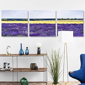 3 Panel Romantic Lavender Pictures Home Wall for...