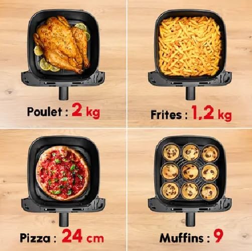 Easy Fry Mega, Freidora de aire, capacidad extragrande 7,5 L, 8 programas preestablecidos, tamaño compacto, EZ855BF0