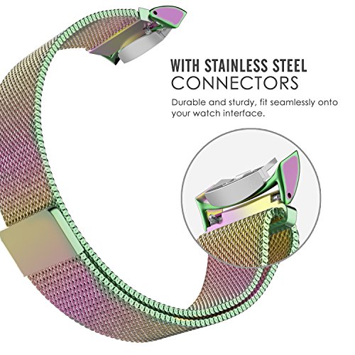 Gear S2 Watch Band, MoKo Milanese Loop Stainless Steel Mesh Bracelet Smart Watch Strap + Connector for Samsung Gear S2 SM-R720 & SM-R730 Smart Watch (NOT FIT Gear S2 SM-R735), COLORFUL - Thumbnail 4
