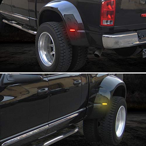 RUXIFEY Sequential LED Side Marker Lights Smoked Front Rear Sidemarkers Compatible with Dodge Ram 2500 3500 2010-2018