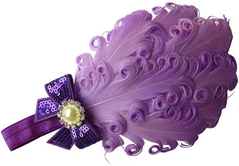 Moleya Baby Girls' Hair Band Clip with Stretchy Headband &amp; Feather (Purple)