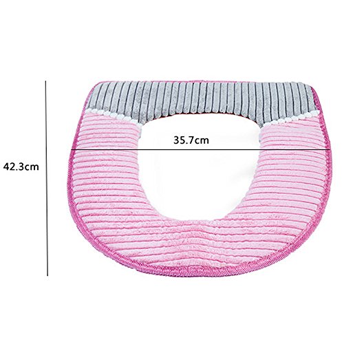 Toilet Seat Mat,Quaanti All Shape Toilet Cover Seat Lid Pad Bathroom Protector Closestool Soft Warmer Bathroom Protector (Pink)