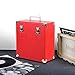 Retround Vintage Retro Vinyl Leather Record Holder Case, LP Storage Carrying Case for 78 RPM, 45 RPM, 33 RPM, Collections Storage Organizer Display Box-12 Inch (Red)