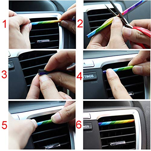 Royalfox 10pc Chrome PVC Car Air Conditioner Vent Outlet Trim Decoration Strip for Dodge,Jeep,Chrysler,BMW,Mercedes-Benz,Chevrolet,Buick,Volvo,Ford,Cadillac,Car Shiny Accessories for Women (red)