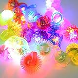 ThinkMax 24 Pack Flashing Led Bumpy Rubber Rings Party Jelly Light Up Finger Toys - Assorted Styles and Colors