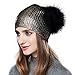 Winter Beanie Hats for Women Real Fur Pom Pom Slouchy Beanies Bobble Ski Cap