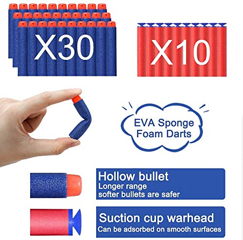 Bonbell Toy Gun for Kids, Nerf Blaster with Shooting Target, 40 Soft Foam Refill Darts, Wrist Band, Safety Goggle and Face Mask, Kids Shooting Game Toy, Best Xmas Birthday Gifts for Boys Girls 5-13