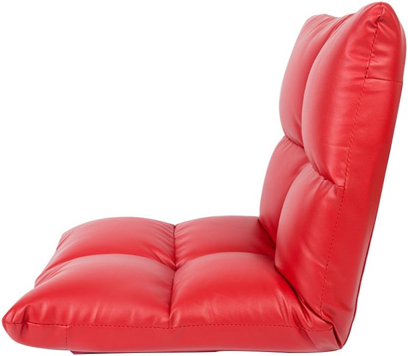 Xi Man Shop PU Lazy sofa multiple angle adjustment folding chair protection high back (Color : A Red)