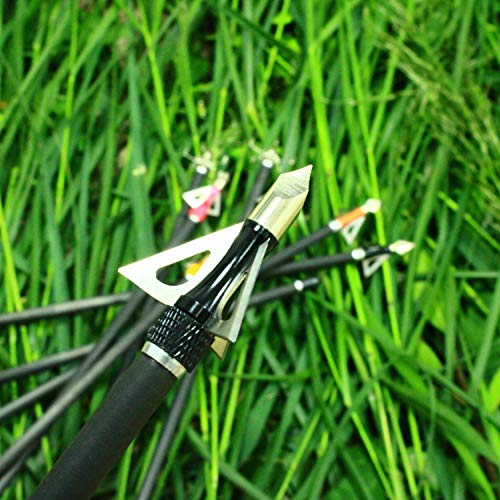 image for Maifield Archery Broadheads 100 Grain Bowhunting Arrow Head 3 Fixed Bl