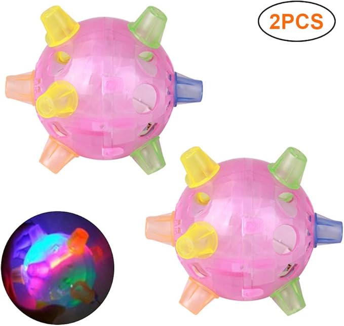2 PCS Dog Interactive Toy Ball Pet LED Jumping Ball LED Disco Jumping