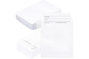 FUCEURY 200 Pieces Library Pockets and Cards, Library Check out Cards Library Card Pocket Self Adhesive Library Card Pocket Envelopes for School Office Public Library Books