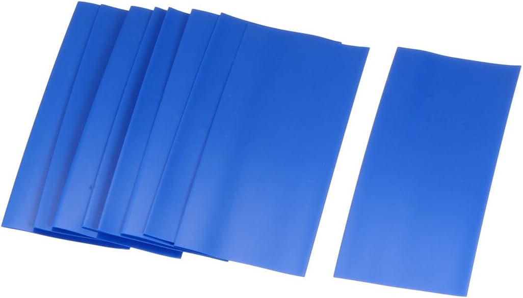 sourcing map 50pcs 23mm Flat PVC Heat Shrink Tubing Battery Wrap 53mm Length for AA Battery Blue