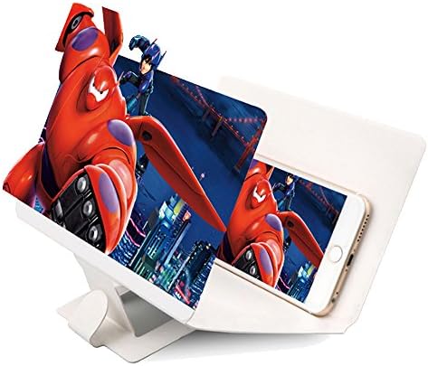 VRTRID Phone Screen Magnifier,Cellphone Projector Enlarged Amplifier, Mobile Bracket Holder, 3D HD Movie Video Stand for All Smartphone, iPhone 4,5,6,7,8, Samsung Galaxy Note 6, 5, 4, 3, Edg (White)
