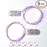 RTGS 10 Sets 15 Pink Color Micro LED String Lights Battery Operated on 6 Feet Silver Color Wire