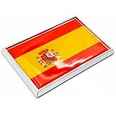 Perdecor Spain Flag Sticker Emblem Spanish Decal Car Chrome Flags, 2 Pack, 3 x 2 inches