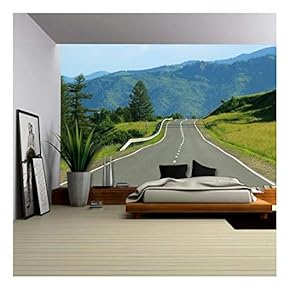Nature Landscape with a Highway - Removable Wall Mural | Self-Adhesive Large Wallpaper - 66x96 inches
