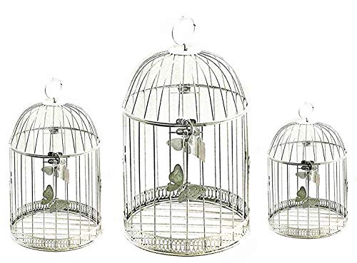 Elaan31 23622 Bird Cage Metal White 3pcs 20″ 14″ 11″ (3pcs 20″ 14″ 11″, White)