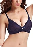 Yulee Women's Full Lace Sheer Soft Unlined Underwire Non Padded Bra 34-44A/B/C