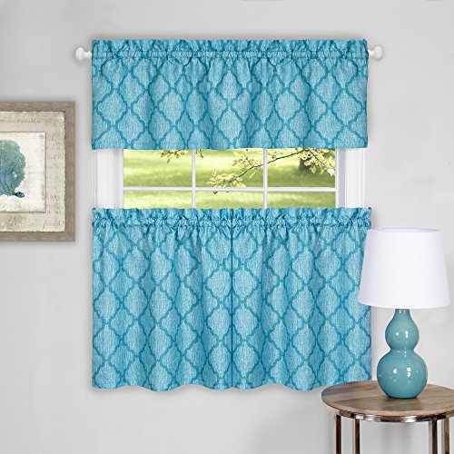 Achim Home Furnishings Colby Window Curtain Tier Pair and Valance Set, 58