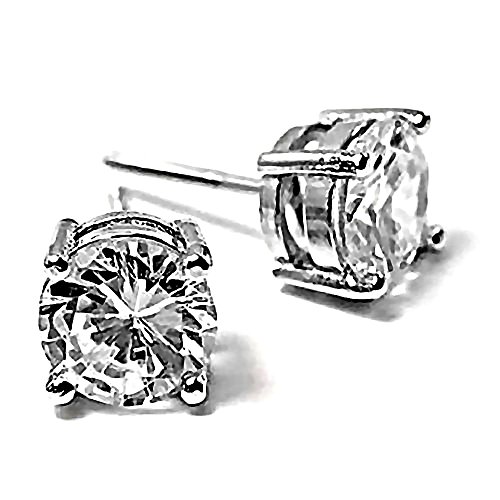 Clark: 7mm, 2.5ct Brilliant Cut Ice on Fire CZ Screw-back Stud Earrings 925 Sterling Silver, 3121A - Thumbnail 2