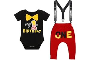 IBTOM CASTLE Baby Boys First Birthday Fancy Costume Cake Smash Outfits Suspenders Bloomers Bowtie Mouse Ear Photography Props