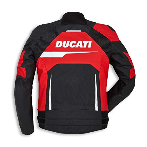 Ducati Speed Evo C1 Perforated Leather Motorcycle Jacket (50, Black/Red)