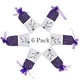 Lavender Sachet Bags, Purple Organic Dried Lavender Buds for Home Fragrance, Natural Deodorizer, Moth Repellent and Fresh Lavender Scent Sachets (Pack of 6)