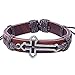 Naivo Vintage Genuine Leather Cross Shape Mens Bracelet Black Womens Gift (Classical Black)