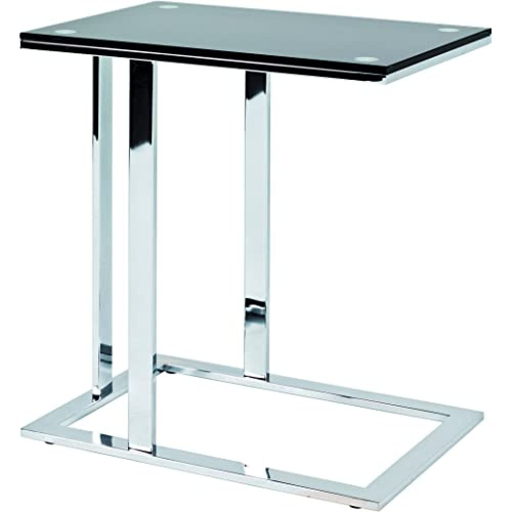HAKU End Table Chrome, Black, Metal, Tempered Glass 10 mm - Dim.: W 54 cm X H 58 cm X D 37 cm, Style: Modern