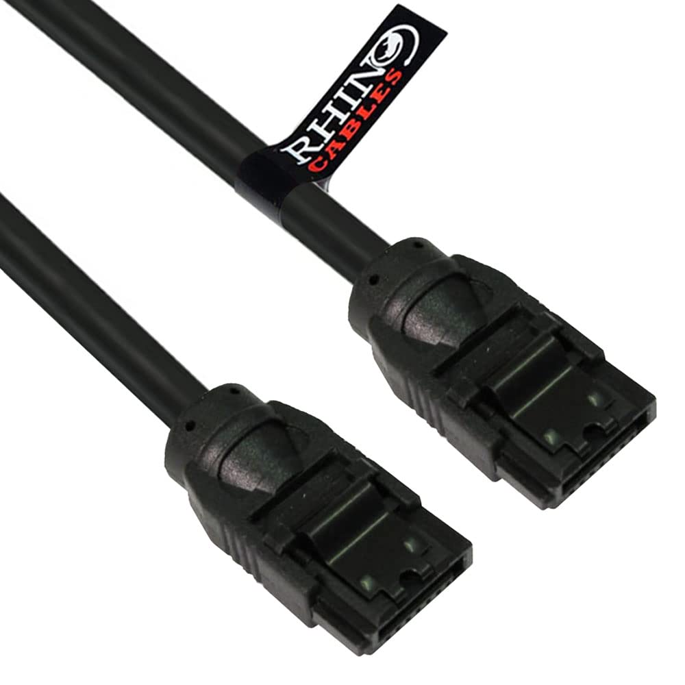 rhinocables - SATA II Cable | 3Gbps Data Transfer | 7-Pin Locking Connectors | Ideal for Gaming & Video Editing | Internal Hard Drive Connection | SATA 3 Straight to Straight, 45cm