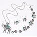START New Women 1Set Vintage Elephant Necklace+Earrings+Bracelet Jewelry Set (Blue )