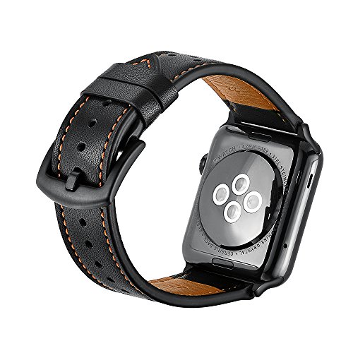 MIFA Compatible with Apple Watch Band 45mm 44mm 42mm, Genuine Leather
