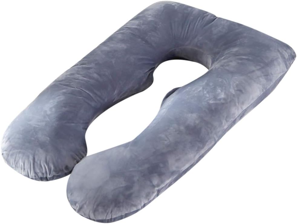 HomeMiYN U Shape Velvet VelvetFull Body Pragnancy Pillow for Pregnant Women with Hip, Back, Rip Pain, Maternity Pillow with Jersey Cover Blue