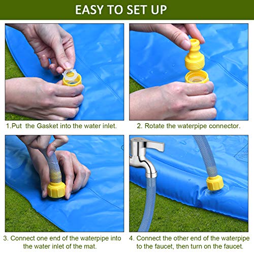 AK Sprinkler Splash Pad 68 Inch, Funny Outdoor Party Sprinkler Toy Sprinkler Play mat & Splash Pad for Kids, Toddlers, Boys and Girls (Blue)