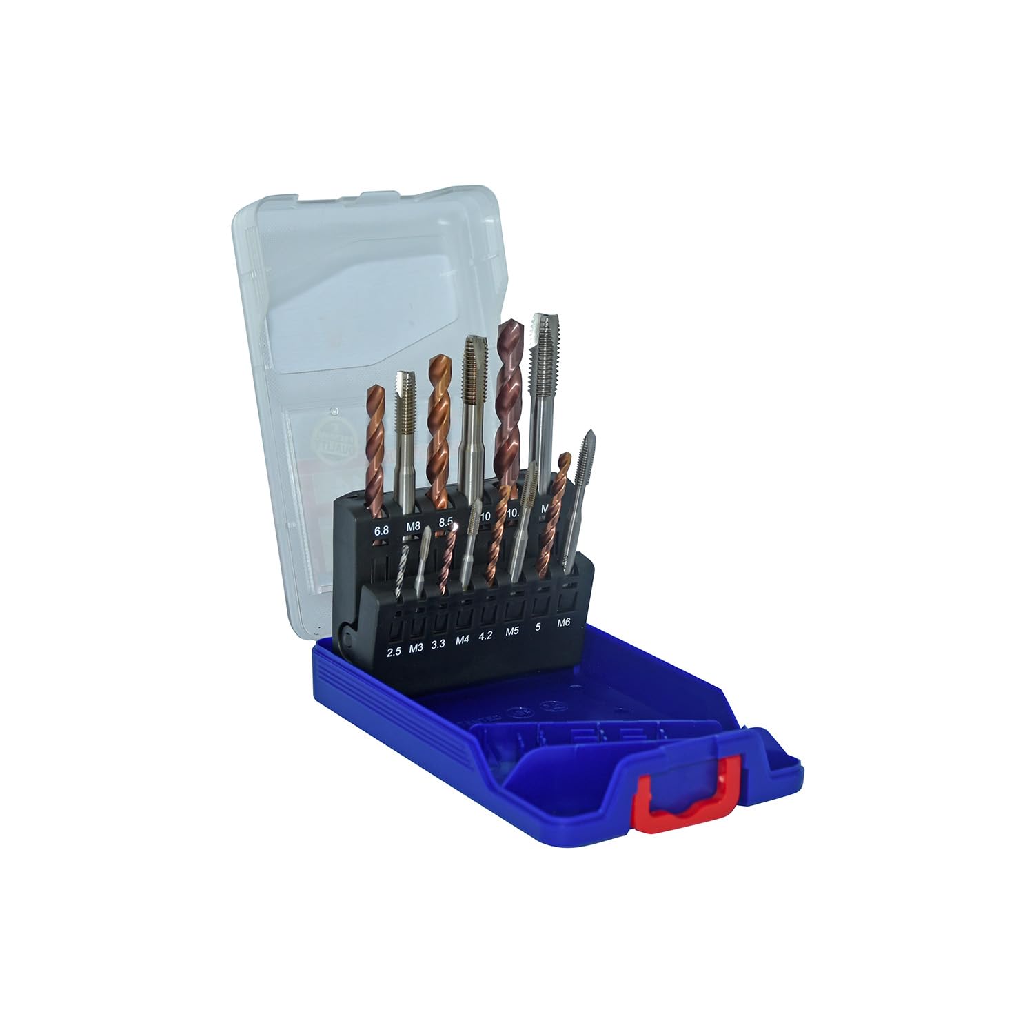 TIVOLY - Set of taps + HSS Fusio Coated Drills - Set of 7 taps M3/M4/M5/M6/M8/M10/M12 + 7 Drills Ø3/32"-1/8"-11/64"-3/16"-1/4"-21/64"-13/32"