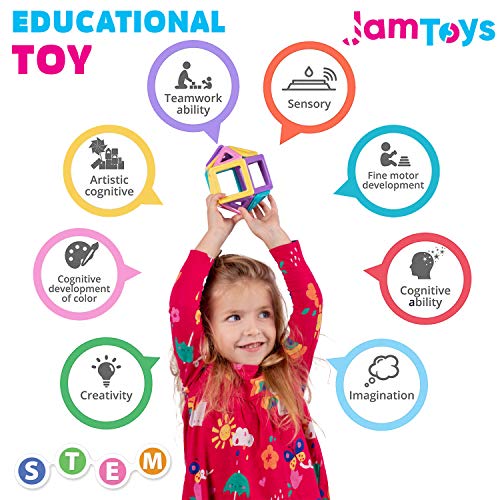 image for JAMTOYS Castle Magnetic Blocks - 132-Piece Set for Girls & Boys with P