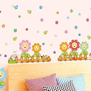 Diy Plantas de Girasol Mariposa Para Niños Nursey Room Sticker