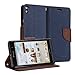 GMYLE Huawei Ascend P6 Case, Wallet Case Classic for Huawei Ascend P6 - Navy Blue & Brown Cross Pattern PU Leather Slim Wallet Case Flip Stand Cover