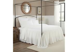 Piper Classics Elizabeth Ruffled Bedspread, King Size, Skirted on 3 Sides, Antique Soft White, Lightweight, Farmhouse Style Bedding