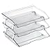 Acrimet Facility 3 Tier Letter Tray, Side Load, Letter Size/A4, Desktop File Organizer, Plastic (Clear Crystal Color)