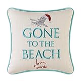 Gone to the Beach, Love Santa Christmas Pillow, 10 Inches Square