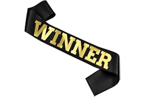 GDTO8820 Winner Satin Sash Party Accessory, Black And Gold Winner Satin Sashes Celebrate In Style At Parties, Contests, Sporting Events And Competitions, 1st Place Award Sash Grand Prize Ribbon Winner Victory Ribbon Deluxe Recognition Ribbons for Classroom, BLACK